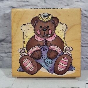 CoMotion Rubber Stamp #1895 GET WELL BEAR  Bear‎ Blanket Sick Vintage